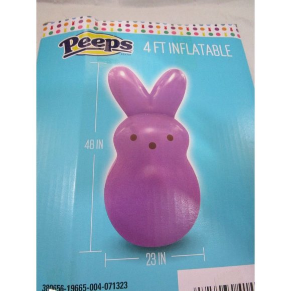 Purple Easter Bunny Inflatable Peep New In Box 4ft Tall Solid Pastel Color - Picture 9 of 12